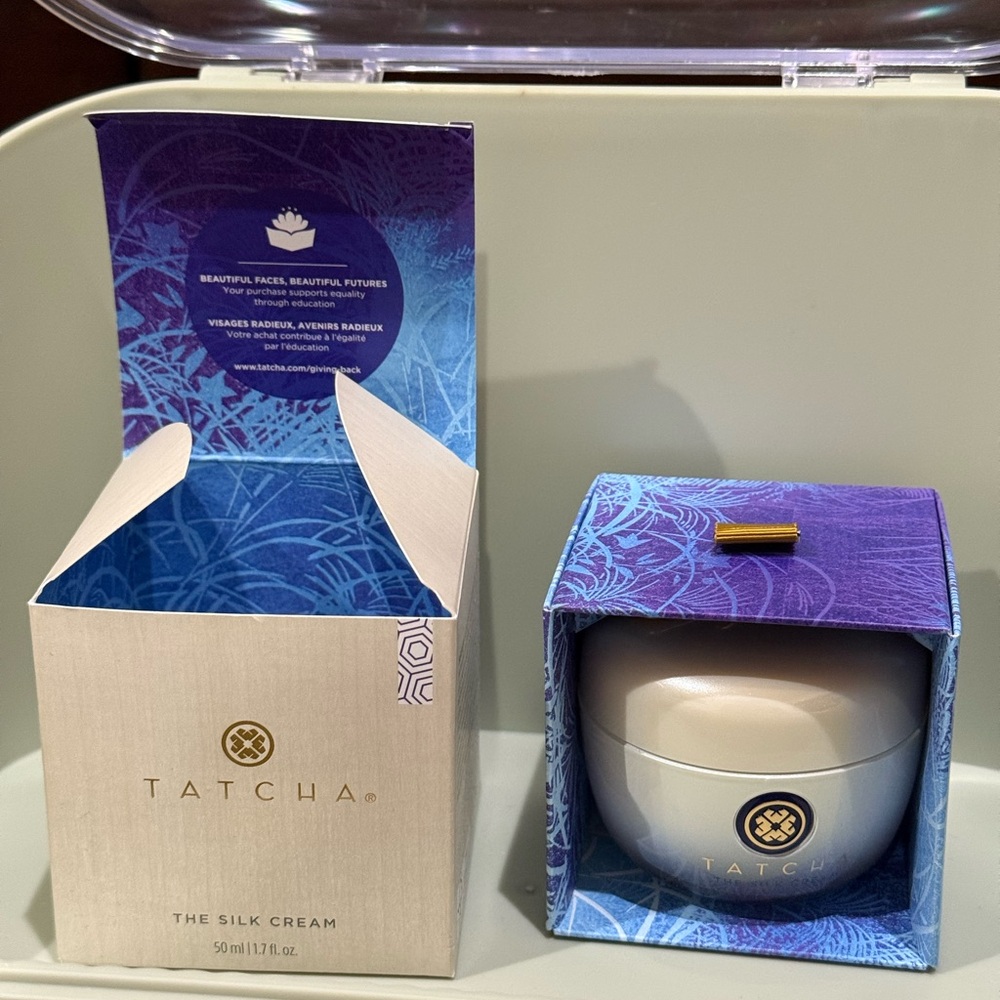 Tatcha The Silk Cream in Purple and Cream Packaging